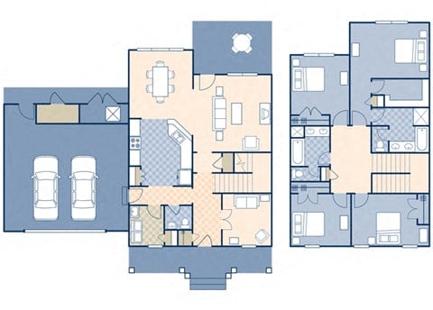 Floor plan for 4 beds, 2.5 baths, 2162 sqft